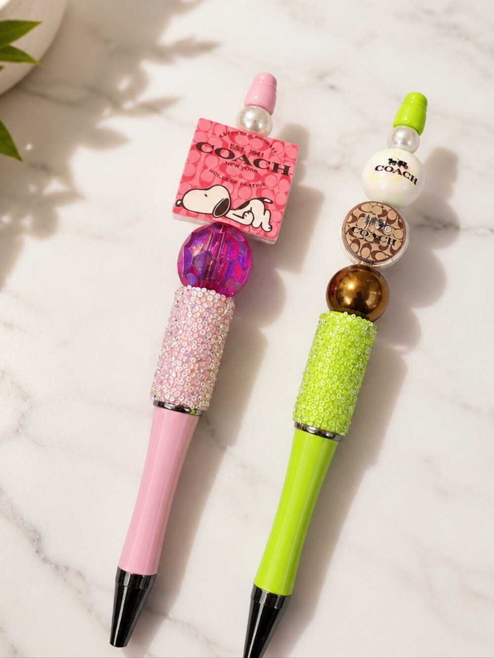 x2 Handcrafted Beaded Pens Design